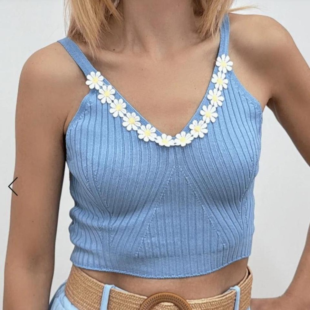 Crop top with thin straps & Daisies Ciel XS